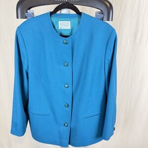 Vintage Pendleton Blazer‎ Jacket Women's Virgin Wool Blue Made in USA Size 18W